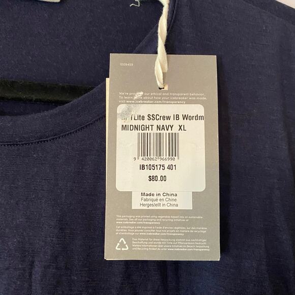 NWT icebreaker Navy Blue Wool Blend Short Sleeve Tee T-shirt Lightweight Men XL - Picture 4 of 12